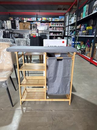 Planchero Kipit bambú y tela gris