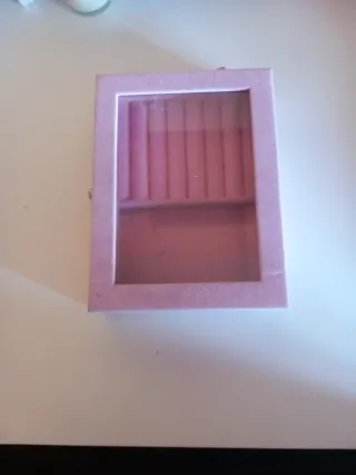 Joyero rosa con tapa de cristal