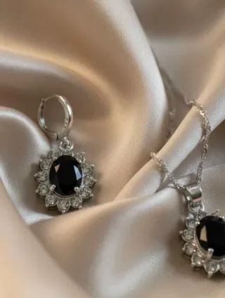 set gioielli argento 925, collana argento, orecchi