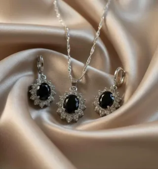 set gioielli argento 925, collana argento, orecchi