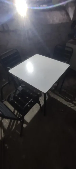 Mesa Terraza 80x80 y 4 Sillas Aluminio