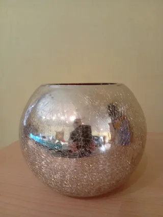 Jarrón Bola Dorada Vidrio