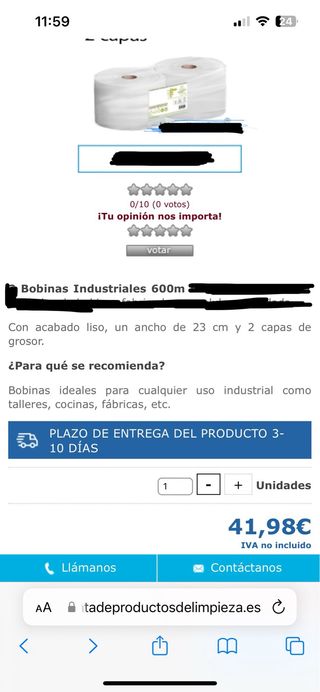 Bobinas Industriales 600m Papel.