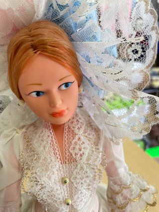 Lámpara Muñeca Vintage Novia Encaje Blanco