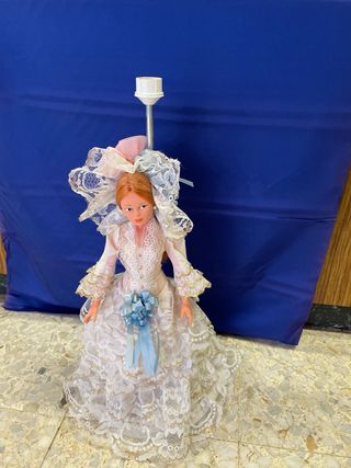 Lámpara Muñeca Vintage Novia Encaje Blanco