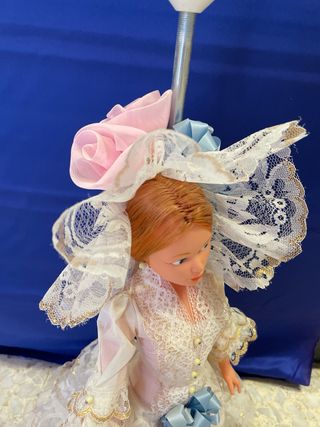 Lámpara Muñeca Vintage Novia Encaje Blanco
