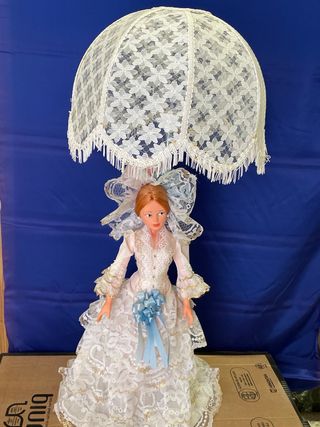 Lámpara Muñeca Vintage Novia Encaje Blanco