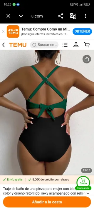 Bañador de una pieza verde y negro