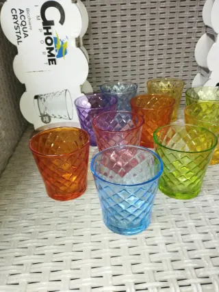 12 Bicchieri Vetro Colorati Acqua
