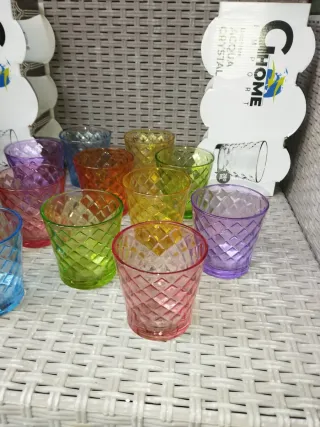 12 Bicchieri Vetro Colorati Acqua