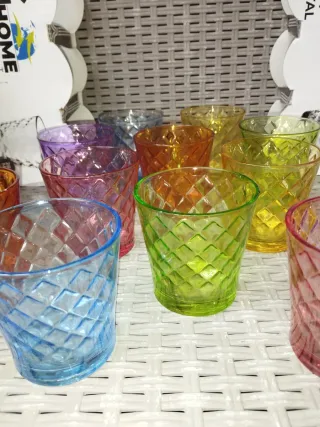 12 Bicchieri Vetro Colorati Acqua
