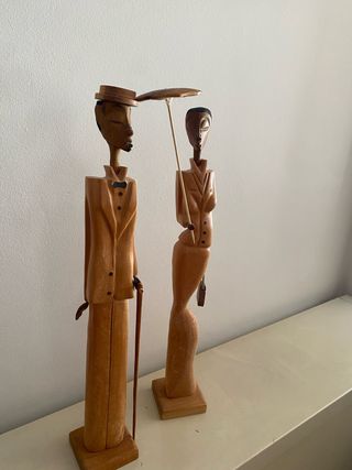 Pareja Figuras Madera Cubanas