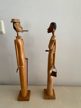 Pareja Figuras Madera Cubanas