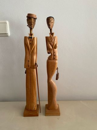 Pareja Figuras Madera Cubanas