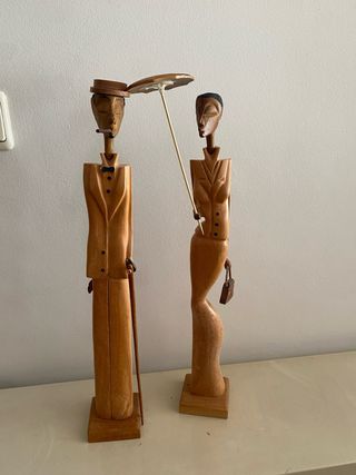 Pareja Figuras Madera Cubanas