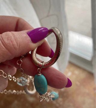 Collana lunga argento 925 turchese cristalli