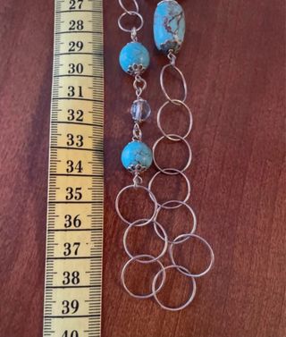 Collana lunga argento 925 turchese cristalli