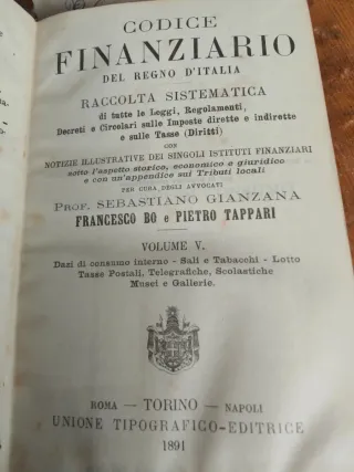 Libri 1891 finanze Regno Italia