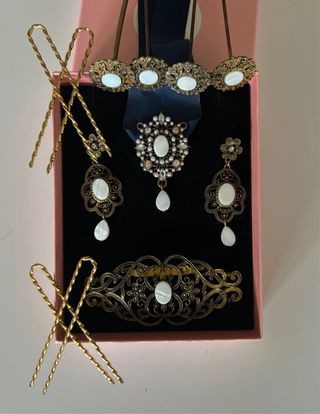 Aderezo Fallera Adulta - Nácar y Oro Viejo