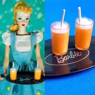 Barbie Vintage Friday Night Date, vassoio e bicchieri