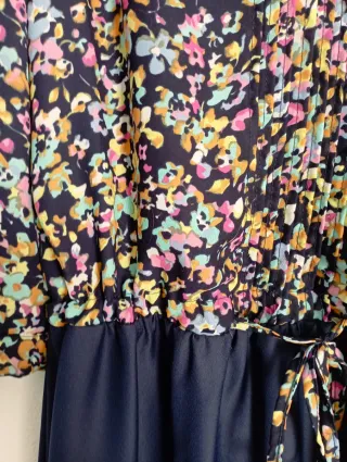 Vestido floral azul y multicolor