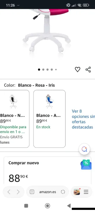 Silla gamer niño/hombre blanca y azul