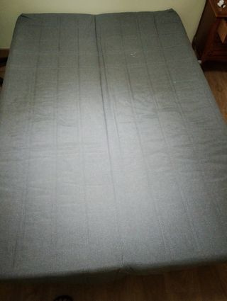 Sofá cama 3 plazas tela y madera