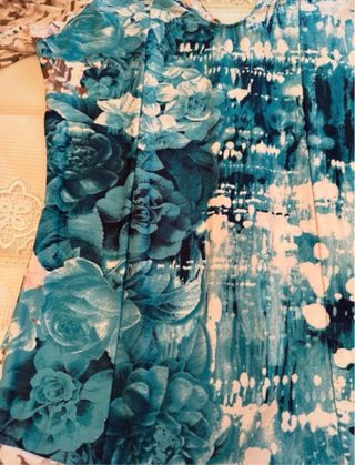 Vestido Flamenca Estampado Azul y Blanco