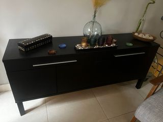 Aparador Ikea Nero in Legno e Cristallo