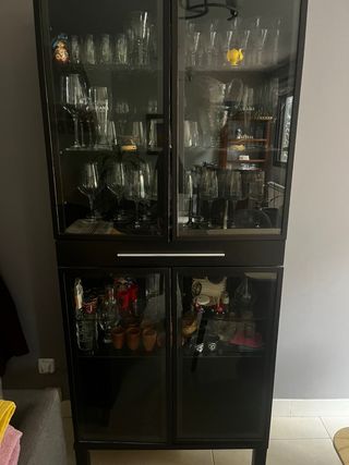 Vetrina Ikea Nera in Cristallo e Legno