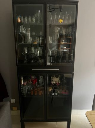 Vetrina Ikea Nera in Cristallo e Legno