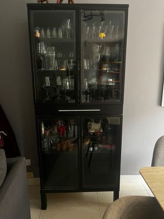 Vetrina Ikea Nera in Cristallo e Legno