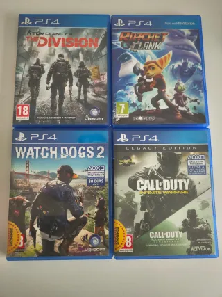 Lote 4 Juegos PS4: Division, Ratchet, Watch Dogs 2