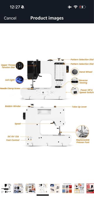 Mini máquina de coser eléctrica, máquina de coser