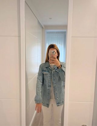 Cazadora vaquera oversize Mango azul