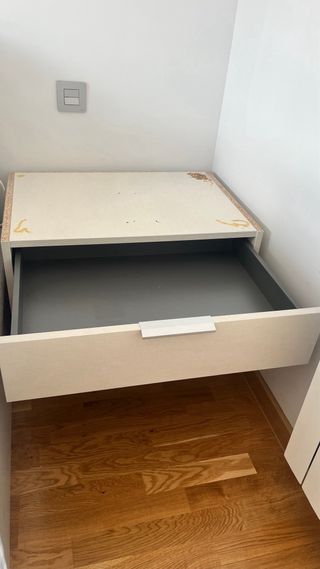 Cajonera beige 3 cajones textil lino cancun