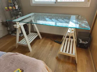 Mesa escritorio 1.5 cm x 89 cm Cristal y madera.