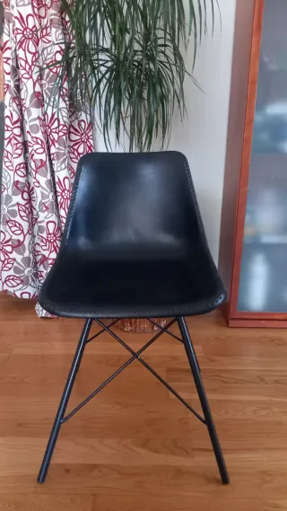 4 Sillas Piel Negra Maison Du Monde