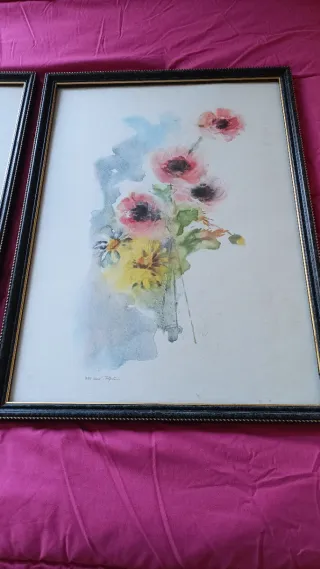 Due quadri acquerellini di fiori