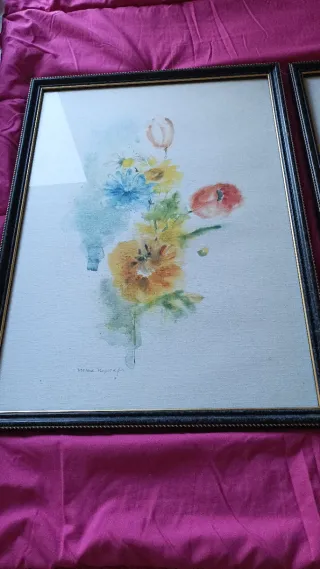 Due quadri acquerellini di fiori