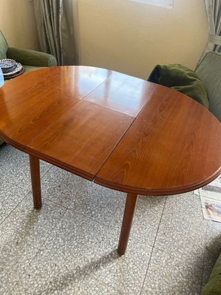 Mesa camilla redonda madera y cristal