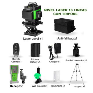NIVEL LASER 360° 16 LINEAS RECEPTOR Y TRIPODE