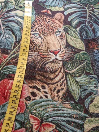 Tela Gobelino Leopardo y Hojas 1m x 68cm