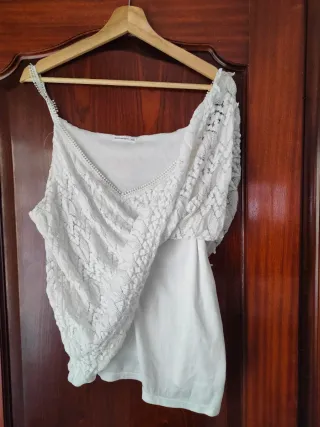 Top encaje blanco talla grande XXL