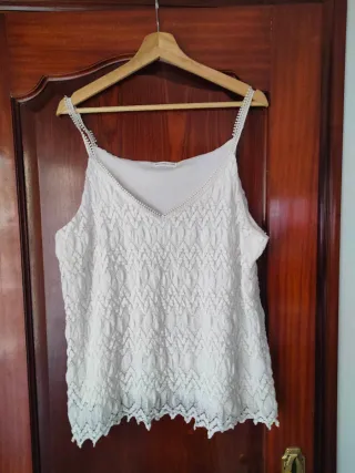 Top encaje blanco talla grande XXL