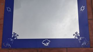 Espejo de baño azul