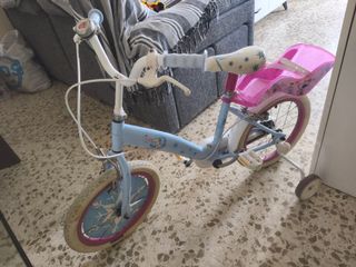 Bici Frozen niña azul con ruedines.