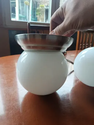 Lámparas de cristal y metal plateado