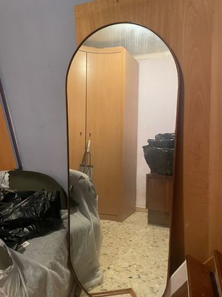 Specchio da terra in legno e vetro