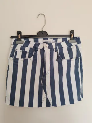 Falda vaquera Lefties rayas azul y blanco Talla L